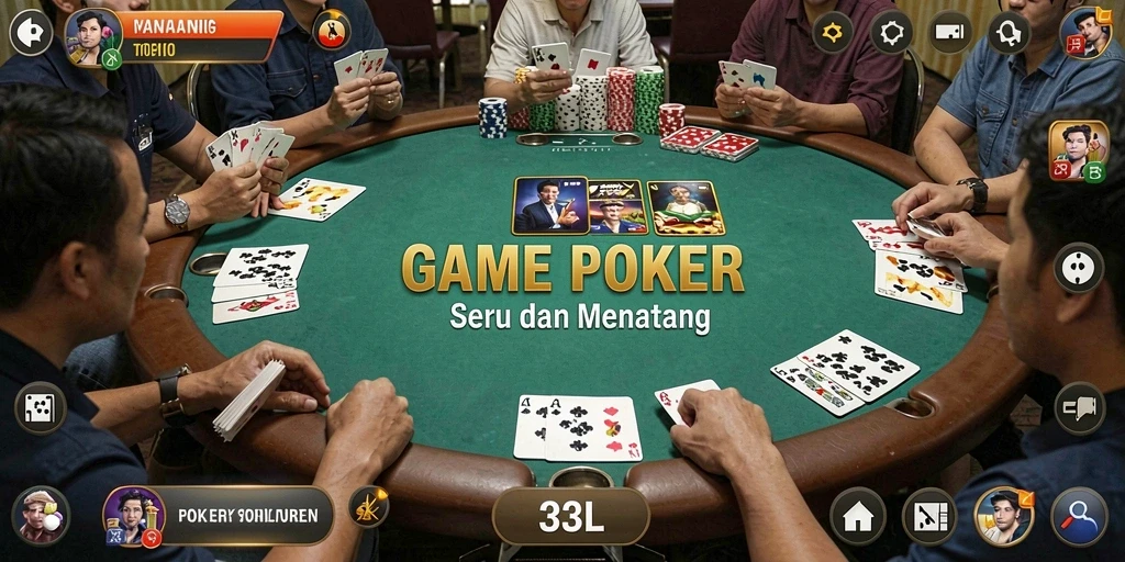 Tampilan gameplay Poker yang seru dari aplikasi 33L.
