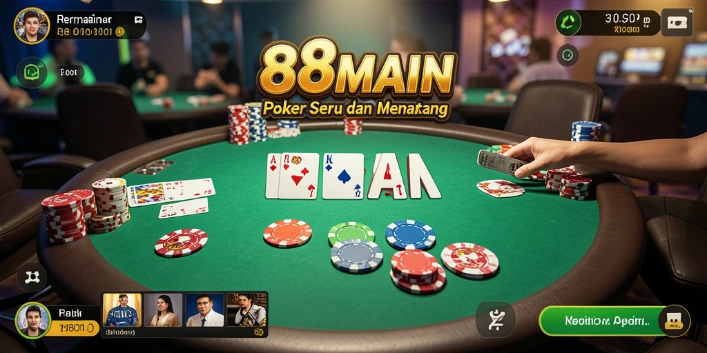 Screenshot gameplay Poker di 88MAIN dengan pemain yang berkompetisi.