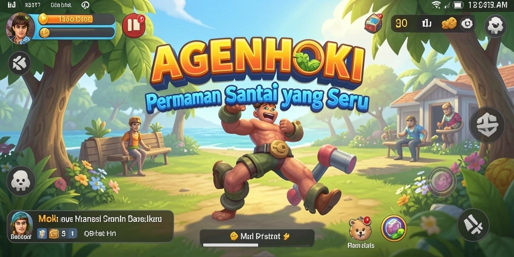 Screenshot gameplay AGENHOKI dengan grafis yang cerah dan menarik.