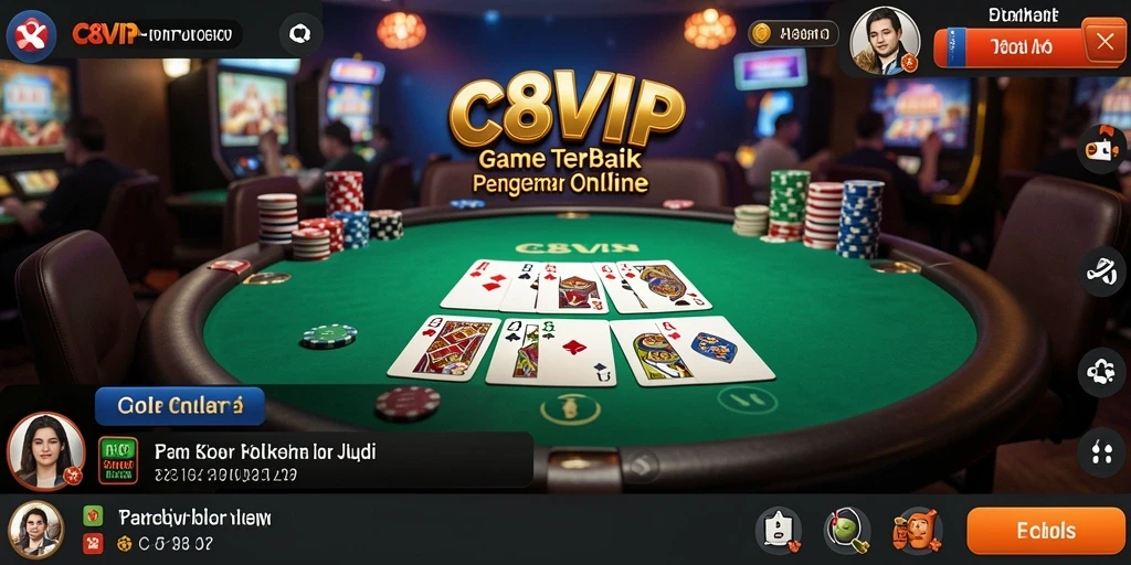 Tampilan gameplay Poker yang menarik dari aplikasi C8VIP.