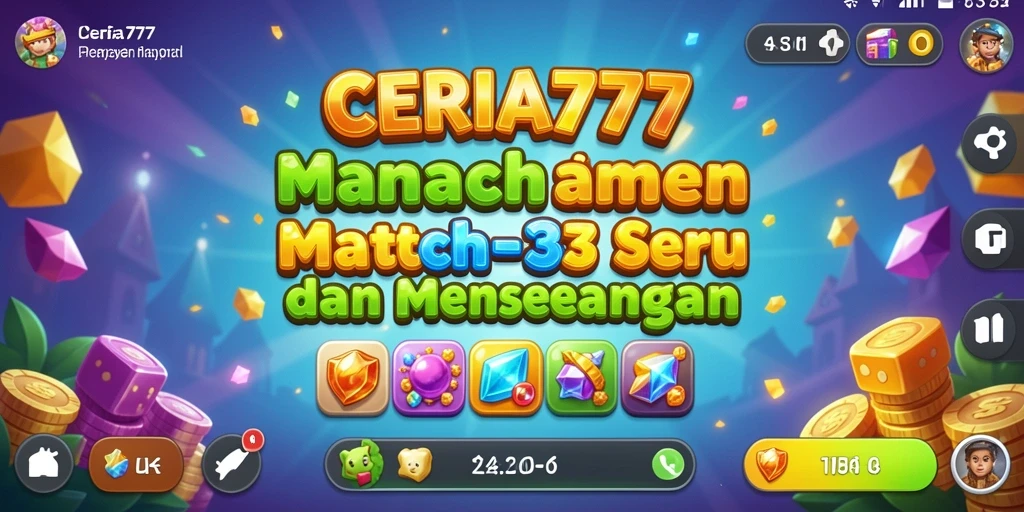 Tampilan menarik gameplay Match-3 CERIA777 dengan warna cerah.
