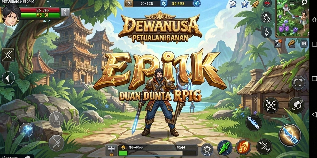 Screenshot DEWANUSA menampilkan pertarungan seru dalam game RPG.