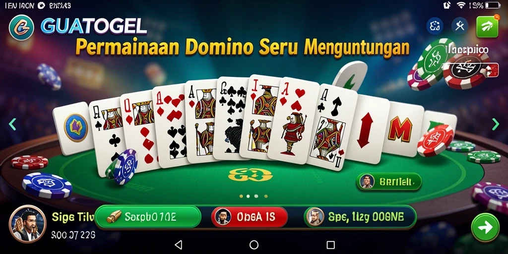 Screenshot gameplay GUATOGEL menampilkan suasana permainan domino yang seru.