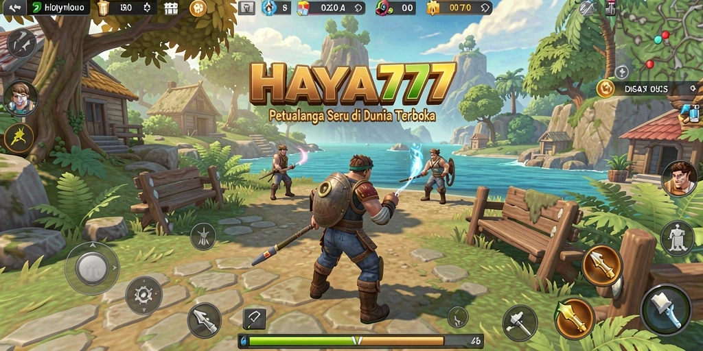 Tangkapan layar gameplay HAYA777 dengan dunia terbuka yang luas dan interaktif.