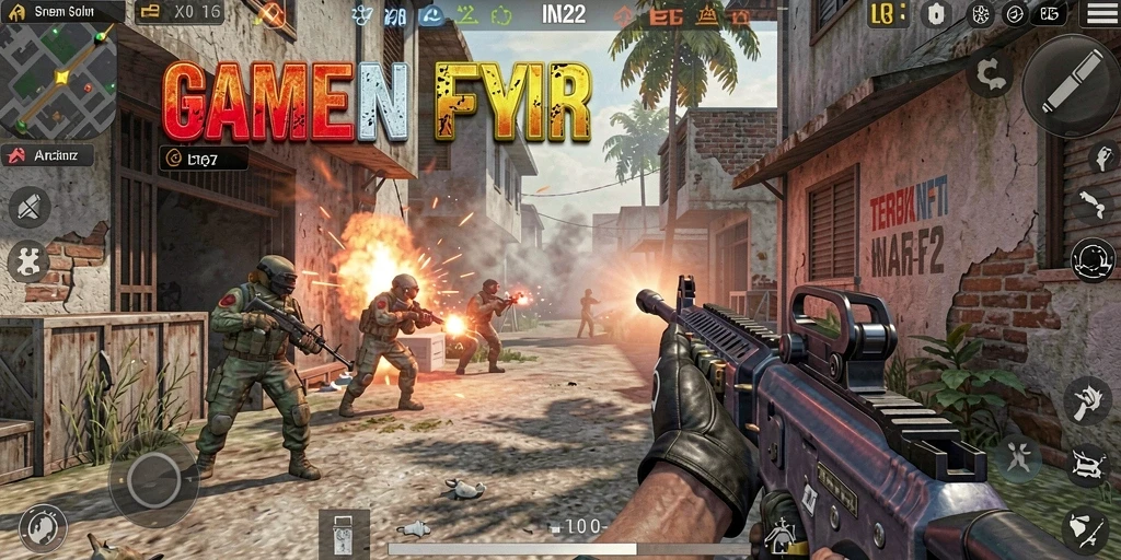 Tampilan gameplay mendebarkan dari IN22 dengan aksi FPS yang intens.