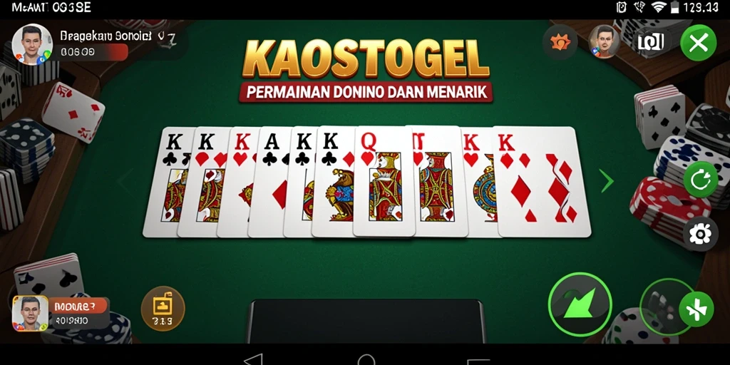 Tampilan permainan Domino KAOSTOGEL yang memikat dan interaktif.
