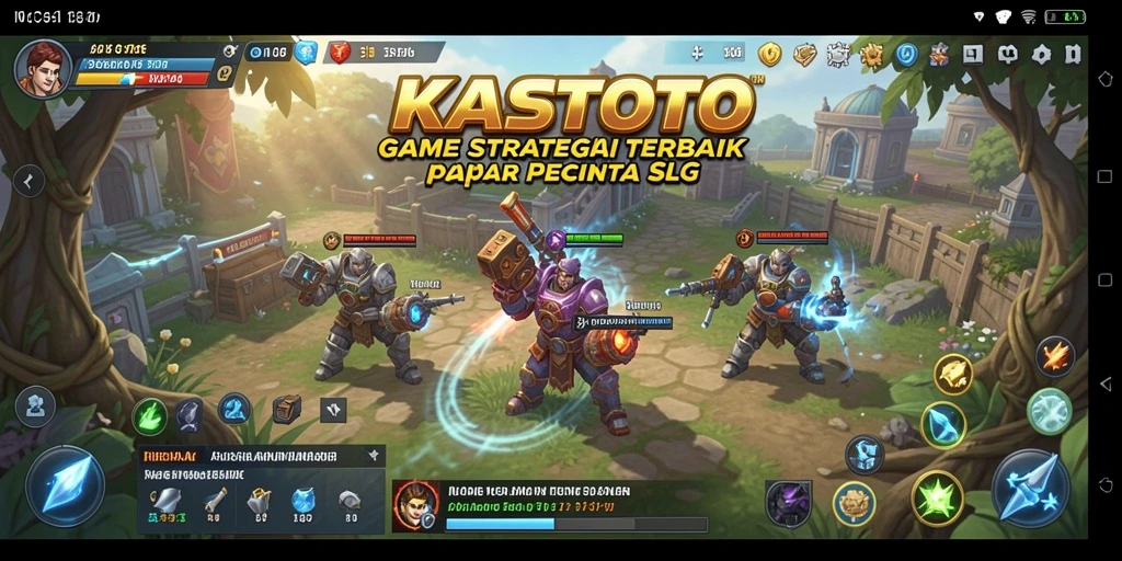 Screenshot gameplay KASTOTO dengan pertempuran SLG yang intens