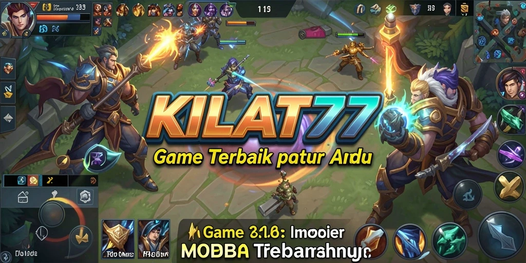 Screenshot KILAT77 menunjukkan aksi seru di tengah pertarungan MOBA.