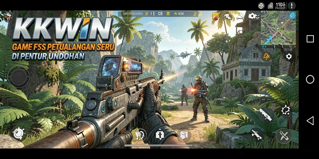 Gameplay KKWIN yang seru dengan aksi tembak-menembak intens.