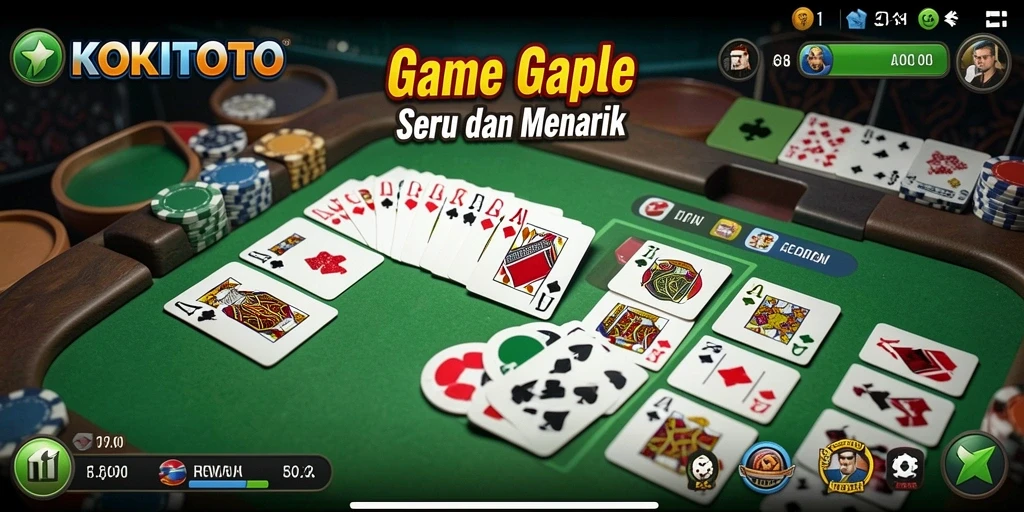 Tampilan gameplay seru KOKITOTO saat bermain Gaple.
