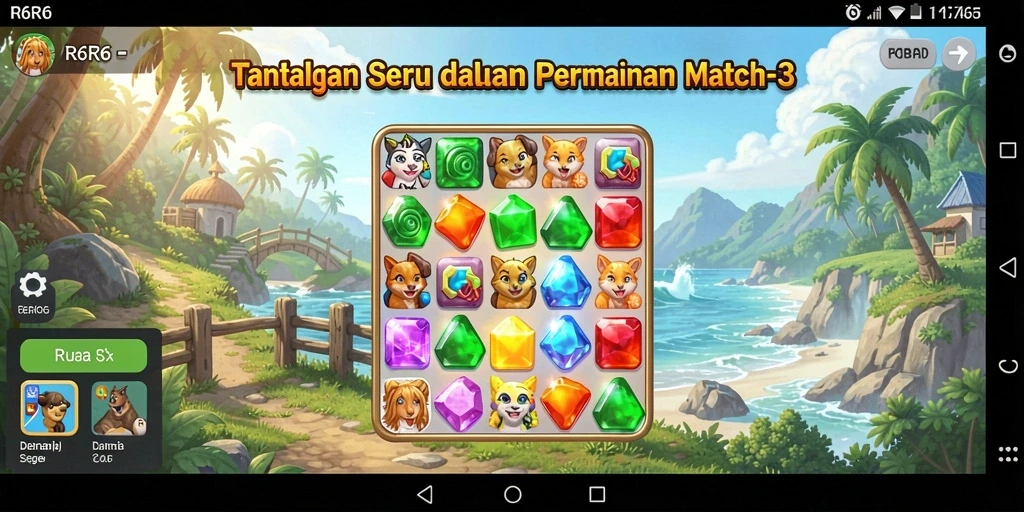 Gameplay menarik R6R6 dengan warna-warna cerah dan kombinasi seru.