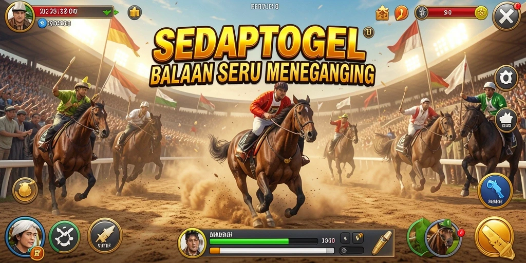 Tampilan seru gameplay balapan SEDAPTOGEL di lintasan.