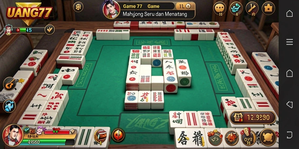 Tampilan utama gameplay Mahjong yang seru di UANG77.