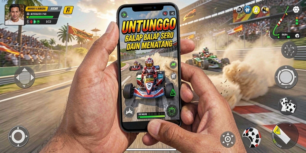 Gameplay balapan seru di UNTUNGGO dengan mobil cepat dan trek menantang.