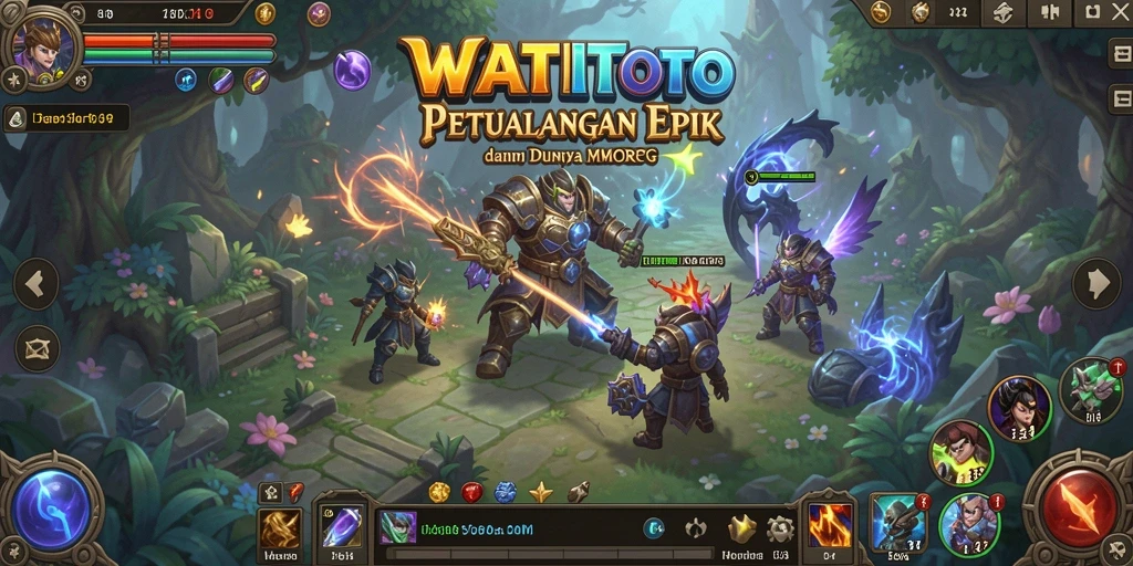 Tangkapan layar menampilkan pertempuran epik dalam permainan MMORPG WATITOTO.