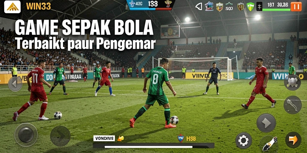 Screenshot gameplay WIN33 dengan serunya pertandingan sepak bola.